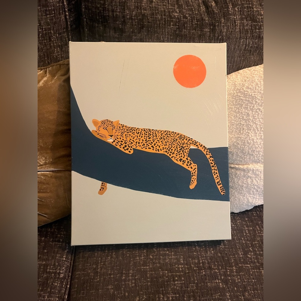 Cheetah Art with Orange Sun